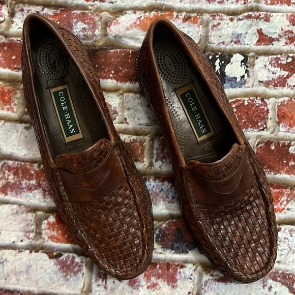 Cole Haan Brown weave leather loafers - Picture 3 of 9